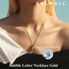 KELMALL Kubischer Zirkonia Blasen-Anfangsbuchstaben-Halskette für Frauen - Elegante goldbeschichtete A-Z Alphabet Namensanhänger-Halskette mit Strass - Personalisierte Geschenk
