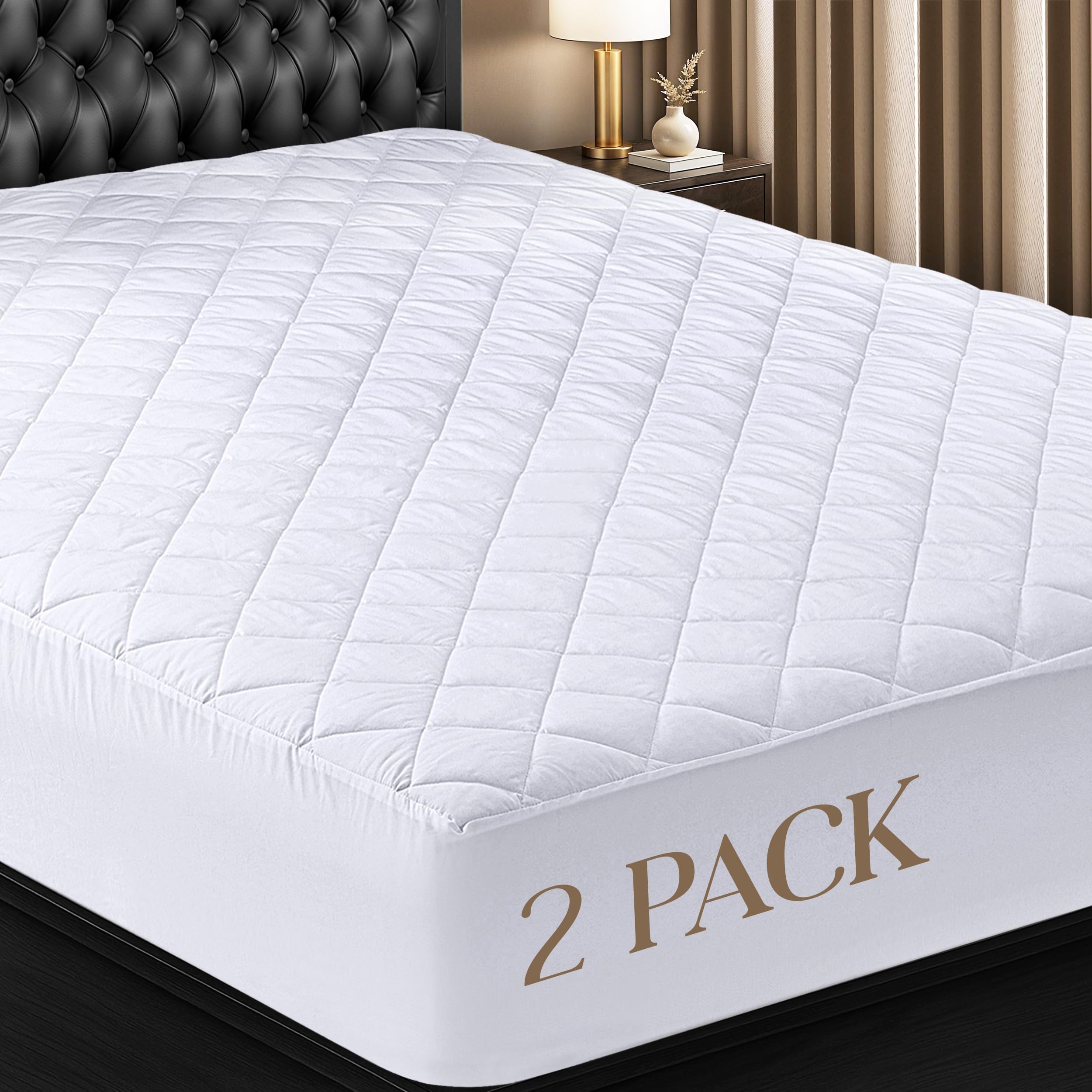 Utopia Bedding Quilted Fitted Mattress Pad, Queen Size, Elastic Fitted Mattress Topper Protector and Cover with Deep Pocket Stretches up to 16 Inches, Machine Washable (White)