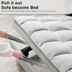 3 in 1 Convertible Sleeper Sofa Bed, Futon Couches for Living Room with Side Pocket | Adjustable Backrest | Velvet Fabric | Pull Out Couch | Small Loveseat | Sectional Sofa Bed(Grey)