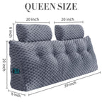 EUHAMS Wedge Headboard Pillow - Bed Wedge Pillow for Headboard Triangular Headboard Pillow with Neck Roll Pillow-Large Bolster for Sitting in Bed Backrest Positioning Support (Grey,59x8x20 Inches) - Grand Goldman