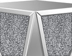ENENE Mirrored End Table Crystal Diamond Setting Coffee Table Silver Glass Side Table Pedestal Stand for Hallway, Living Room, Corner, Bedroom, Sofa