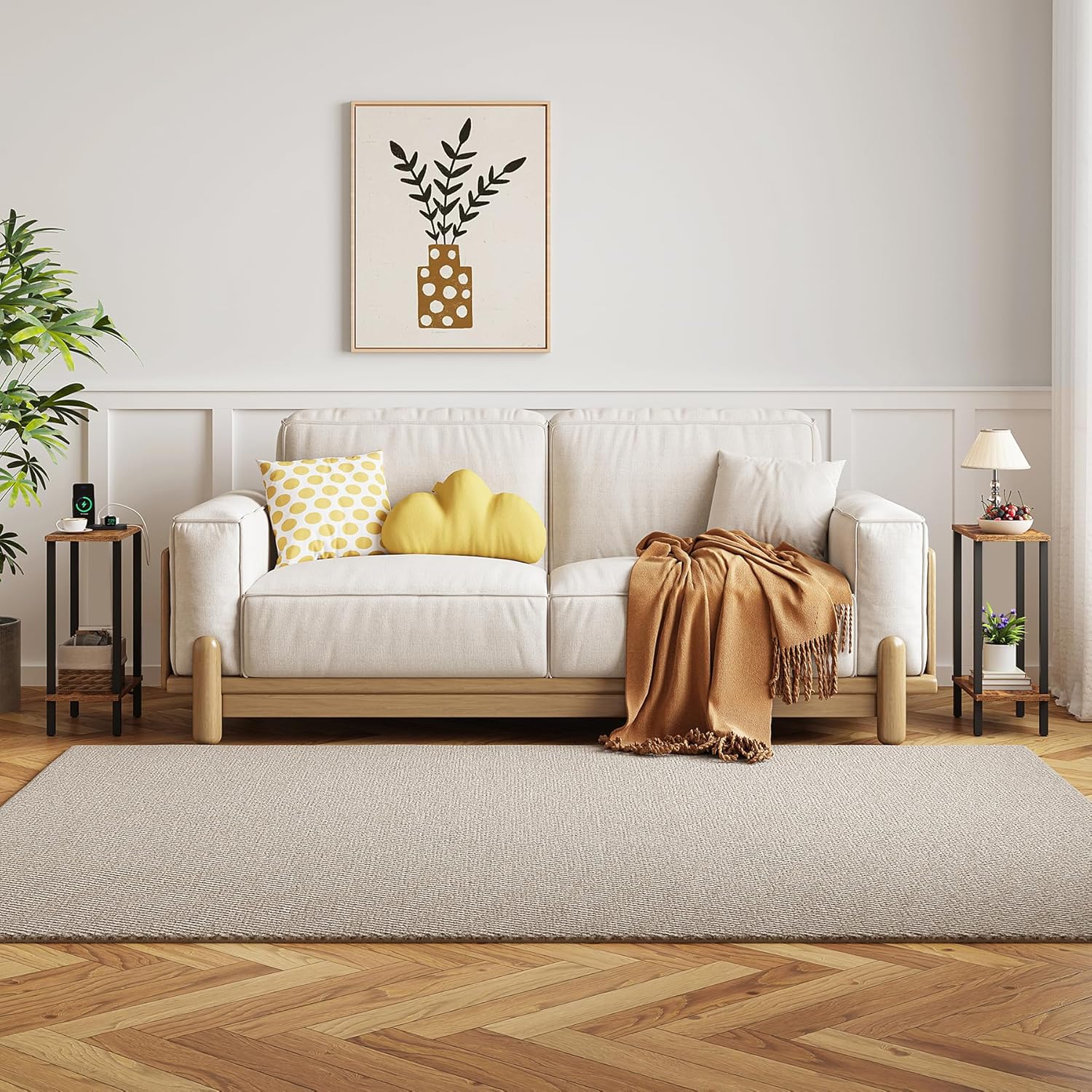 TUTOTAK Small Side Table, Narrow End Table, Skinny Sofa Table, Slim Nightstand, Couch Table, Living Room, Bed Room, Brown TB01BB062