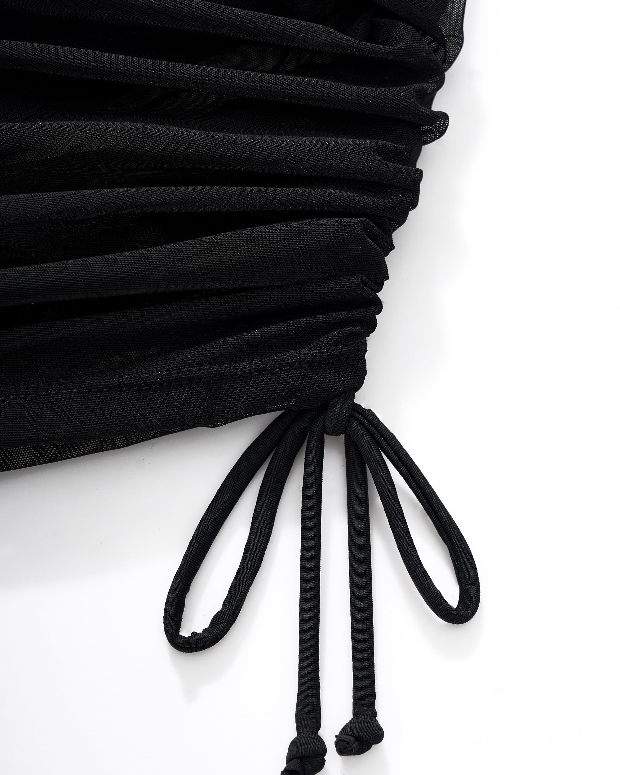 SUUKSESS Women Sexy Mesh One Piece Swim Dress Slimming Tummy Control Swimsuit Push Up High Waisted Bathing Suit (Black,L)