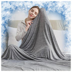 CHOSHOME Cooling Blanket for Hot Sleepers Lightweight Summer Cold Thin Blankets for Sleeping, Hot Flashes Night Sweats, Soft Blanket for Bed, Queen Size, Blue