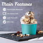 MATICAN Paper Ice Cream Cups, 50-Pack 9-oz Disposable Dessert Bowls for Hot and Cold, 9-ounce, 5 Pastel Colors