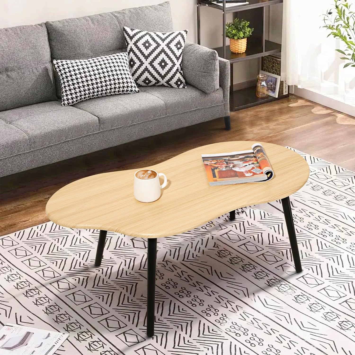 Small Coffee Table Cloud Coffee Table Modern Center Table Floor Table Walnut Irregular Coffee Tables Suitable for Living Room Small Spaces