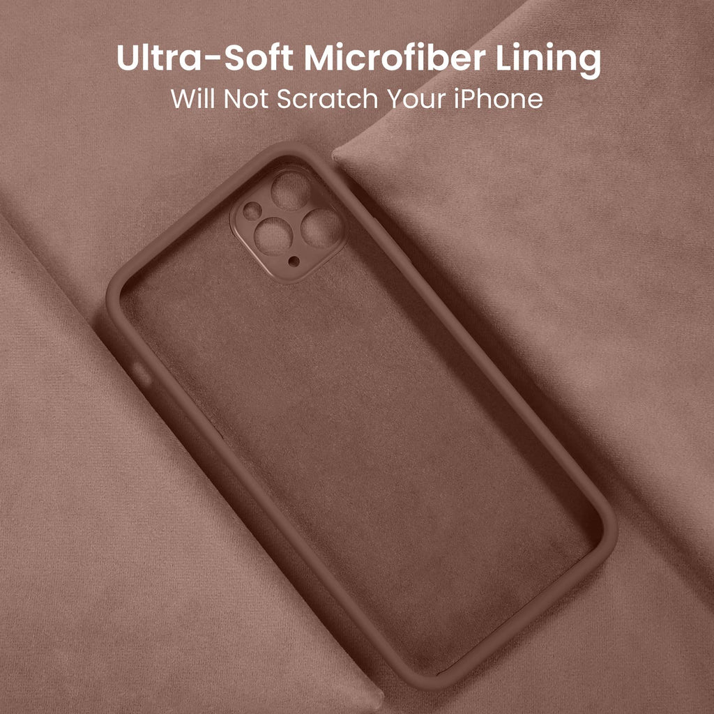 FireNova Designed for iPhone 13 Pro Max Case, Silicone [Camera Protection] Phone Case with [2 Screen Protectors], Soft Anti-Scratch Microfiber Lining Inside, 6.7 inch, Light Brown