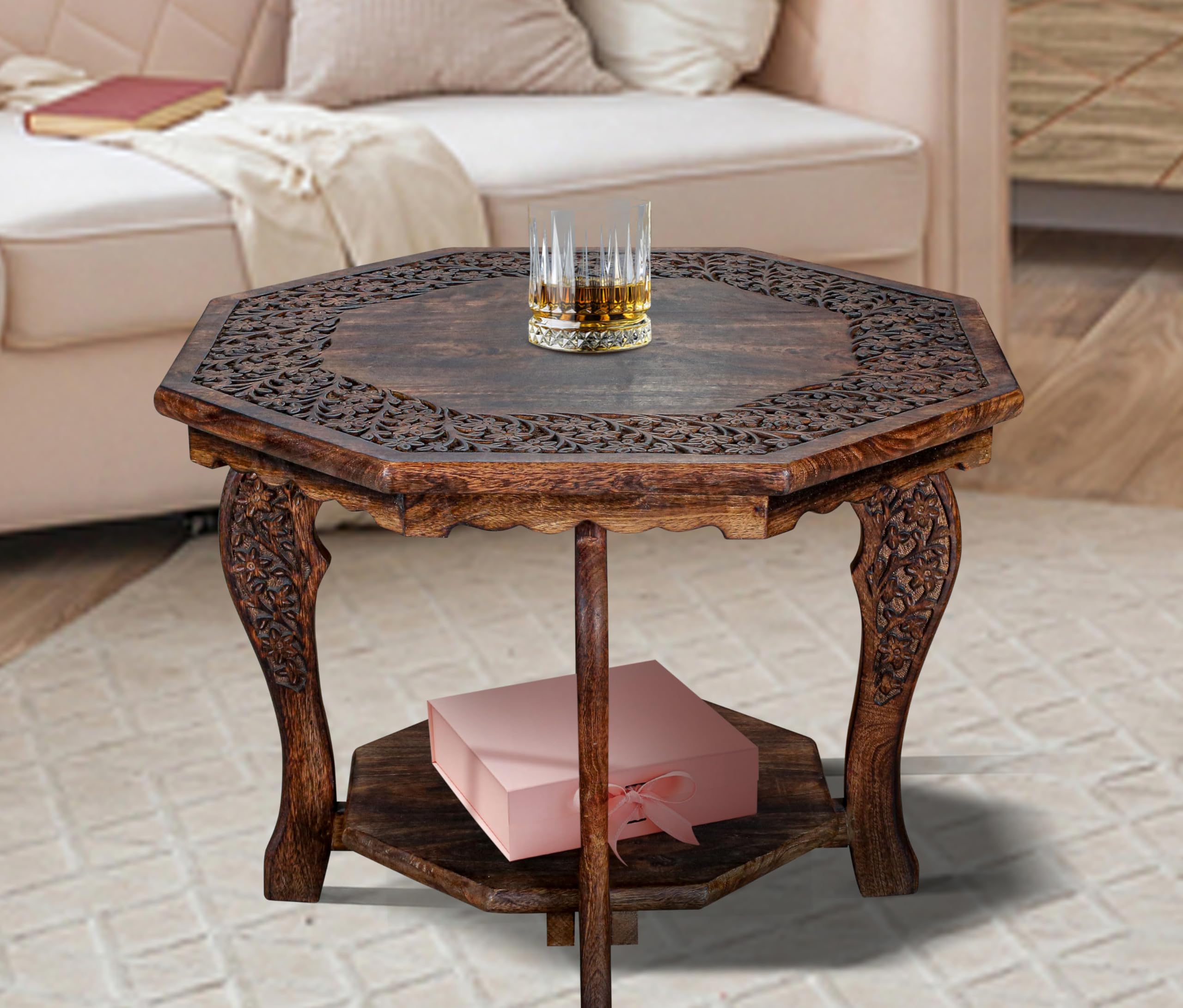 Rectangular Wooden Coffee Table, Modern Wooden Coffee Table, Center Tables, Entryway Table, Living Room Table for Magazines, Books, and Plants - 36x18 Inch Burnt