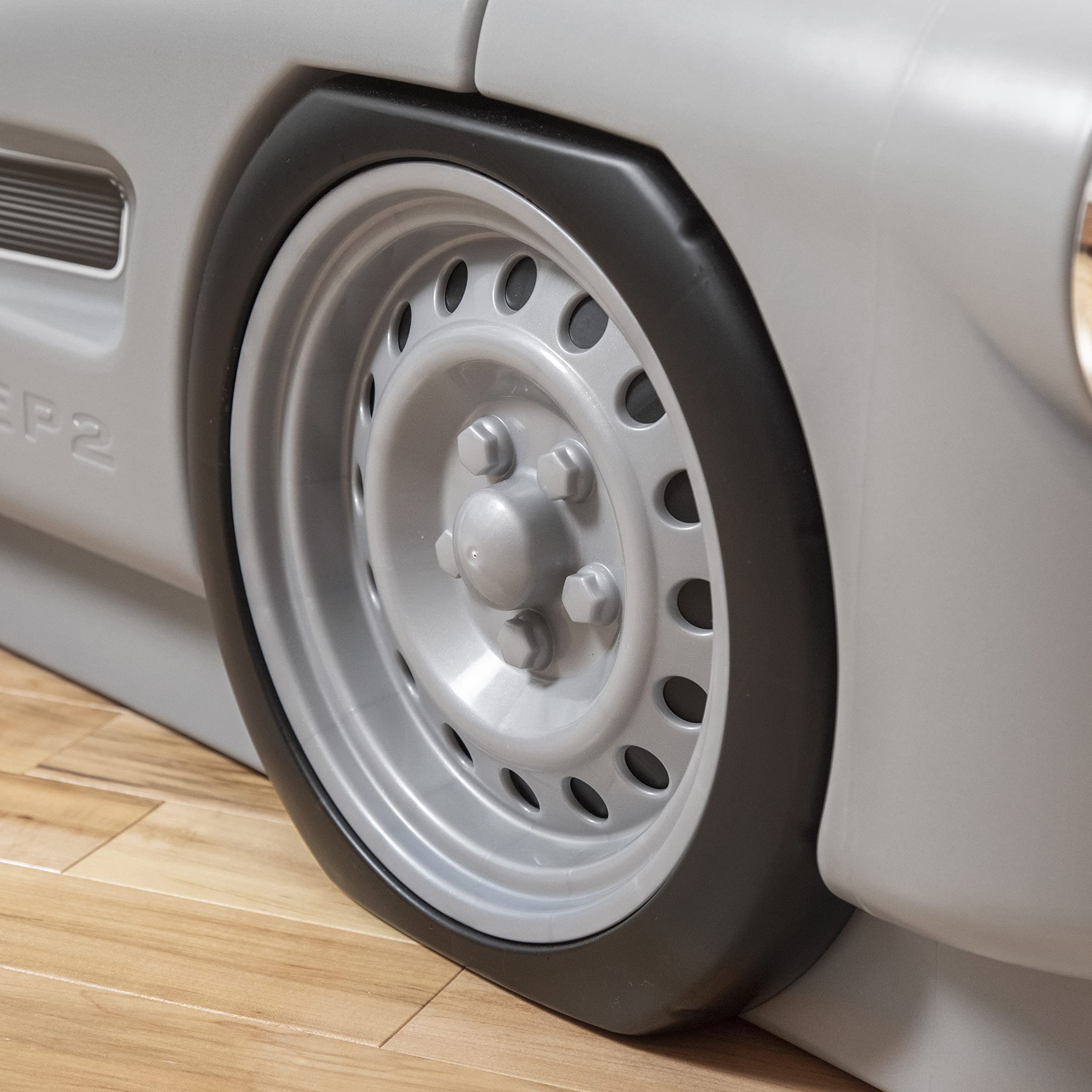 Lit Roadster Step2 pour tout-petits à lit jumeau, lit voiture de course de transition pour garçons et filles, réglable, fabriqué en plastique durable, pour tout-petits de plus de 3 ans, gris