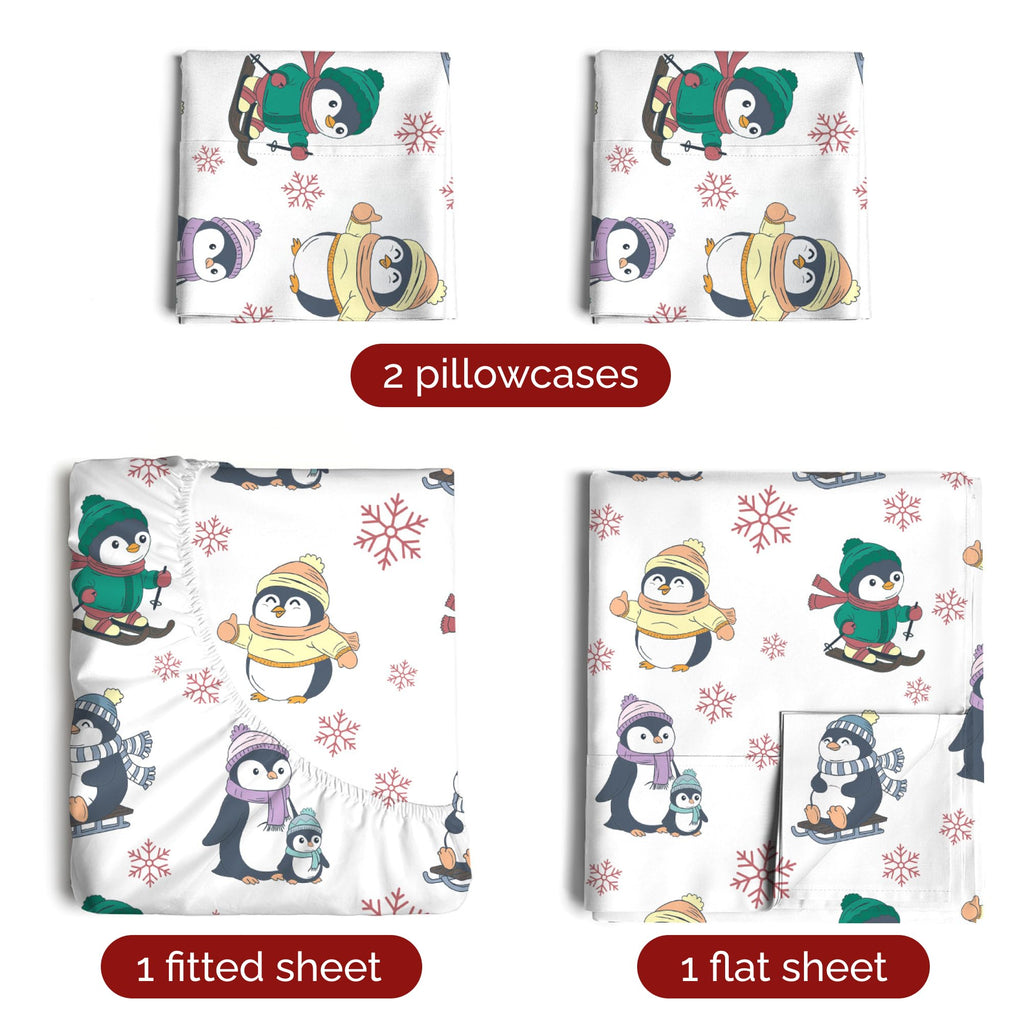 Queen Christmas Tree Sheet Set - Holiday Xmas Pattern Linen Set - Deep Pockets - Snug Fit - 4 Piece - Wrinkle Free - Comfy & Cooling Festive Winter Bedding - Easy To Care For - Kid Friendly