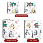 Queen Christmas Tree Sheet Set - Holiday Xmas Pattern Linen Set - Deep Pockets - Snug Fit - 4 Piece - Wrinkle Free - Comfy & Cooling Festive Winter Bedding - Easy To Care For - Kid Friendly