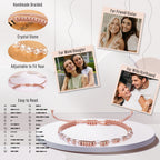 Motivational Gifts for Women Stocking Stuffers for Teen Inspirational Morse Code Bracelets for Her Daughter Sisters Gifts from Sister Adjustable Handmade Braided Link Pink Birthday Christmas Jewelry