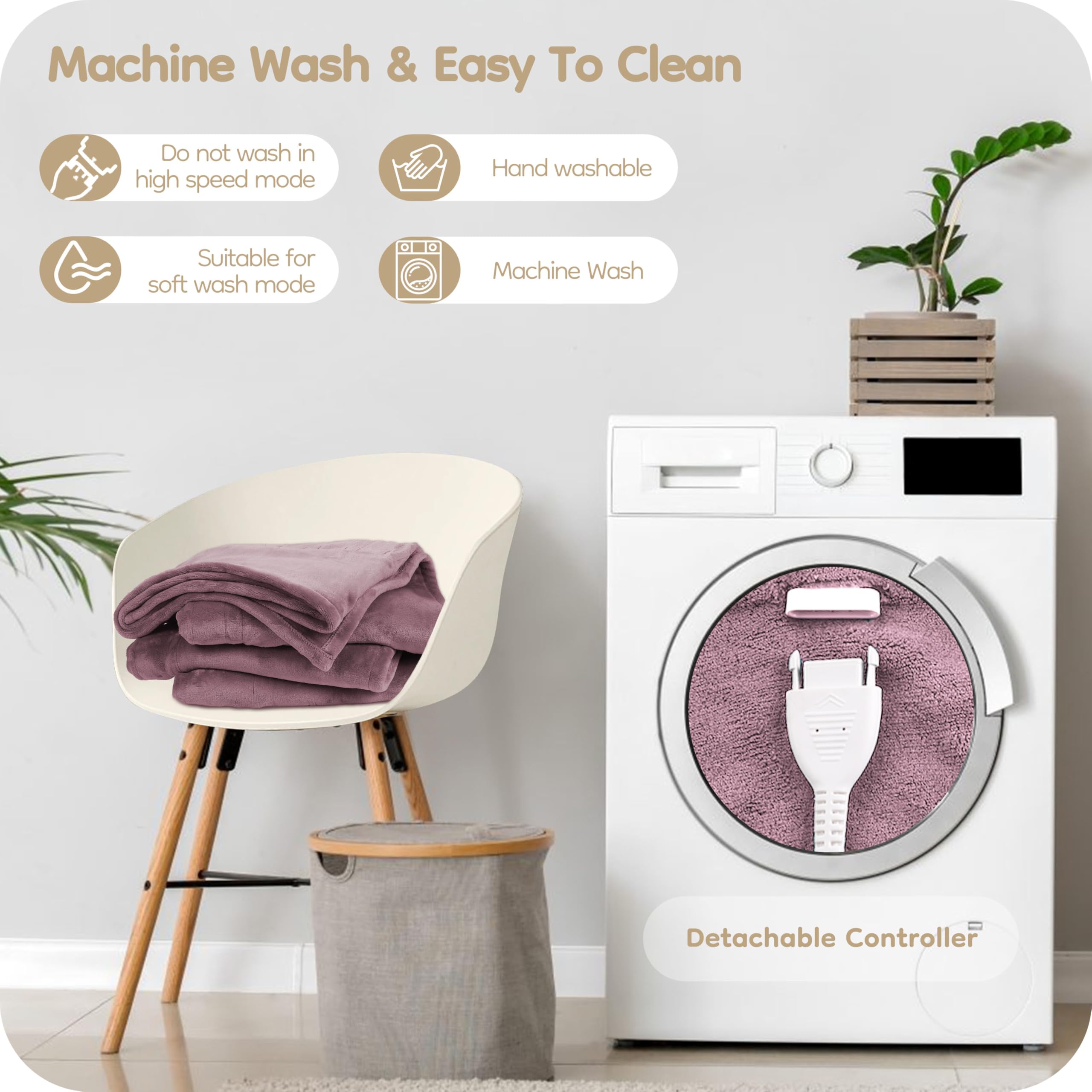 Elektrisch verwarmd deken 72" x 84" volledige maat flanellen stof met 4 verwarmingsniveaus & 10 uur automatische uitschakeling, ademend warm en wasbaar voor zacht en bed - lichtgrijs