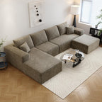 107.5" Cloud Sectional Couch with L-Shape Chaise,Modern Modular Sofa with Deep Seat, Upholstered Couches for Living Room Bedroom Apartments,No Assembly Required, (Black,Right Facing Chaise)