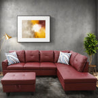 L Shaped Couch, Lounge Sectional Sofa with Chaise for Living Room, 6 Seat Modern Modular Couches with Movable Storage Ottoman, Black Grey