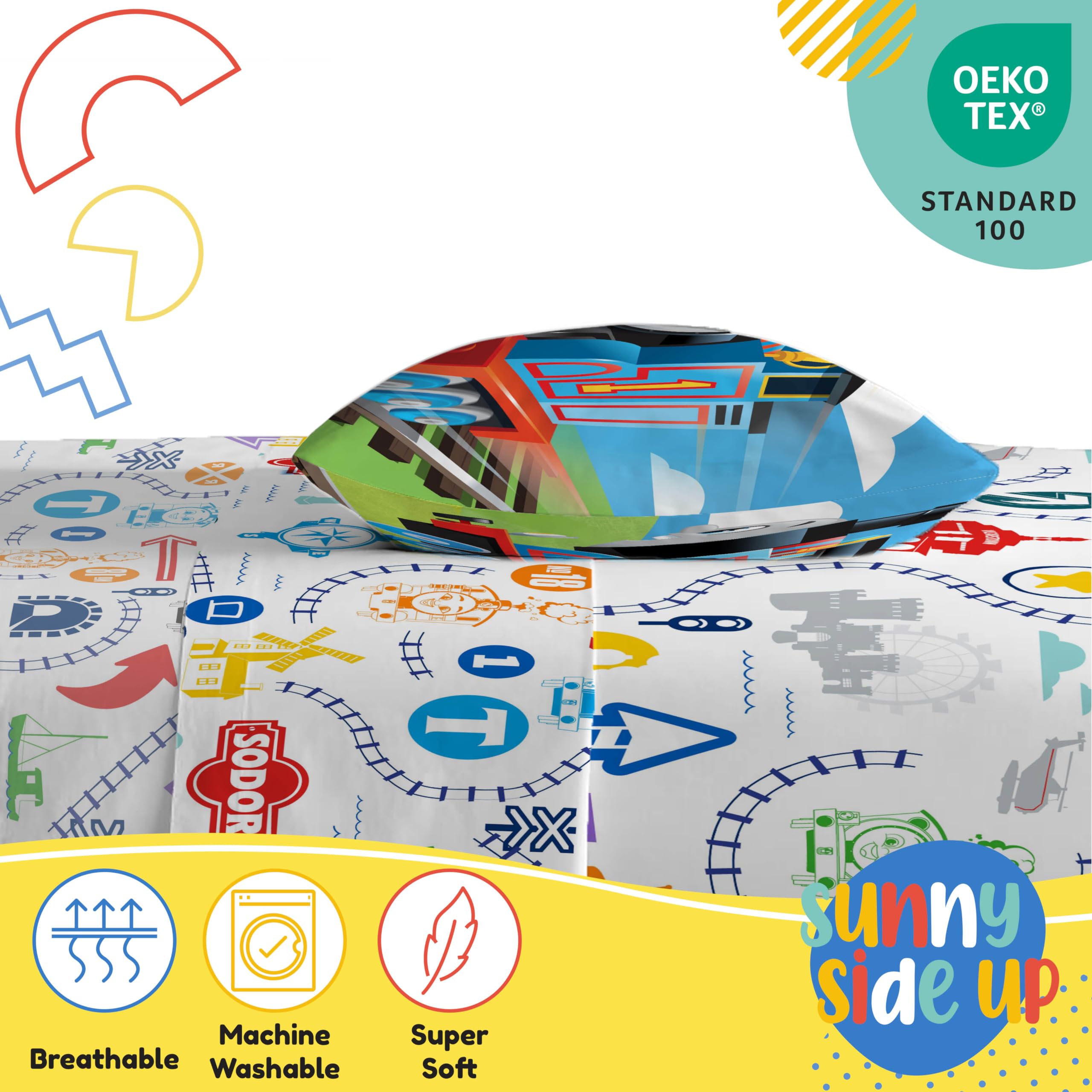 Sunny Side Up Minecraft Creeper & Animals Twin Sheet Set - 3 Piece Kids Bedding Set Includes Pillow Cover - Super Soft Microfiber Sheets