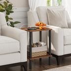 TUTOTAK End Table with Charging Station, Side Table with USB Ports and Outlets, Nightstand, 2-Tier Storage Shelf, Sofa Table for Small Space TB01BB040