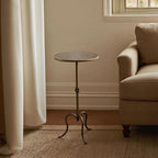 Metal Side Table, Martini Style Coffee Table Vintage Small Round Aceent Table 23inch for Living Room Bedroom Antique