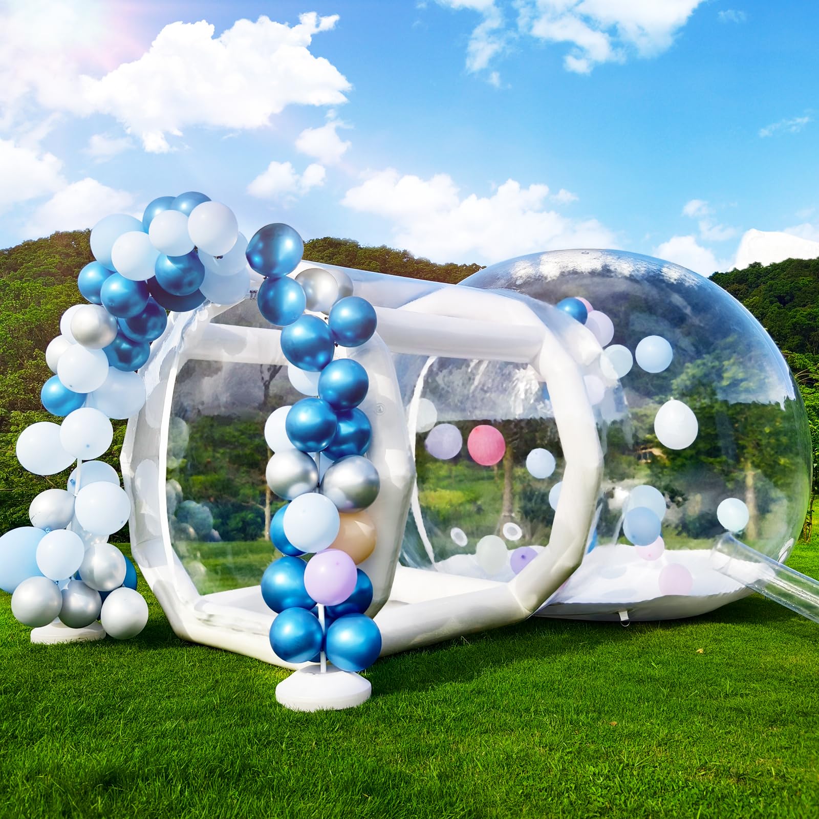 Aufblasbares Bubble-Haus für Kinder, 10ft Durchmesser klarer aufblasbarer Bubble-Dom-Zelt mit Gebläse & Pumpe, gewerblicher PVC wasserdichter Gartenzelt mit 6ft Tunnel, Party, gewerbliche Nutzung, Valentinstag Hochzeit