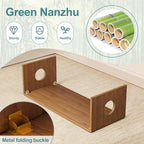 Foldable Japanese Floor Table Low Bamboo Coffee Table for Tatami Meditation,Easy Assembly,Space-Saving Design, Ideal for Small Spaces,Living Room,Bedroom,Office (Walnut, 31.49 INCH)