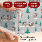 Komplet pościeli King Christmas Tree - Świąteczny wzór Xmas na lnie - Głębokie kieszenie - Dopasowany krój - 4 części - Bez zagnieceń - Wygodna i chłodząca świąteczna pościel zimowa - Łatwa w pielęgnacji - Przyjazna dzieciom