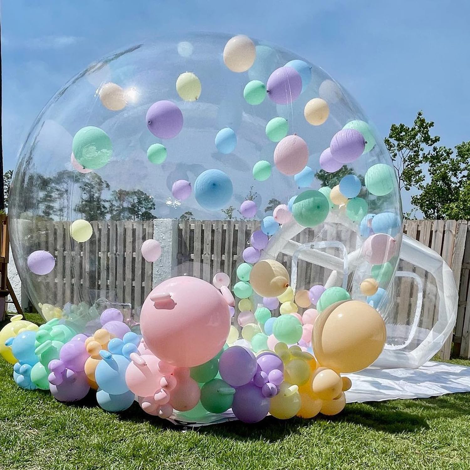 Aufblasbares Bubble-Haus für Kinder, 13 Fuß klarer aufblasbarer Ballon-Dom mit 6,5 Fuß langem Tunnel, Outdoor transparentes Bubble-Zelt aus PVC in Gewerbequalität mit 950W Gebläse & 600W Luftpumpe für Party, Garten