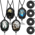 8 Pcs Gothic Necklace Goth Jewelry Witch Gifts For Women Cameo Choker Necklaces Black Stainless Steel Chains Blood Vampire Bat Crow Cross Costume Party…