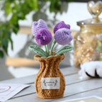 Crochet Flower Pot Forget-me-not Pink Thank You Crochet Gifts for Women Coworker Graduation & Mother's Day Gift Pink Crochet Potted Flower for Women Teacher| Handmade Knitted Potted Plant