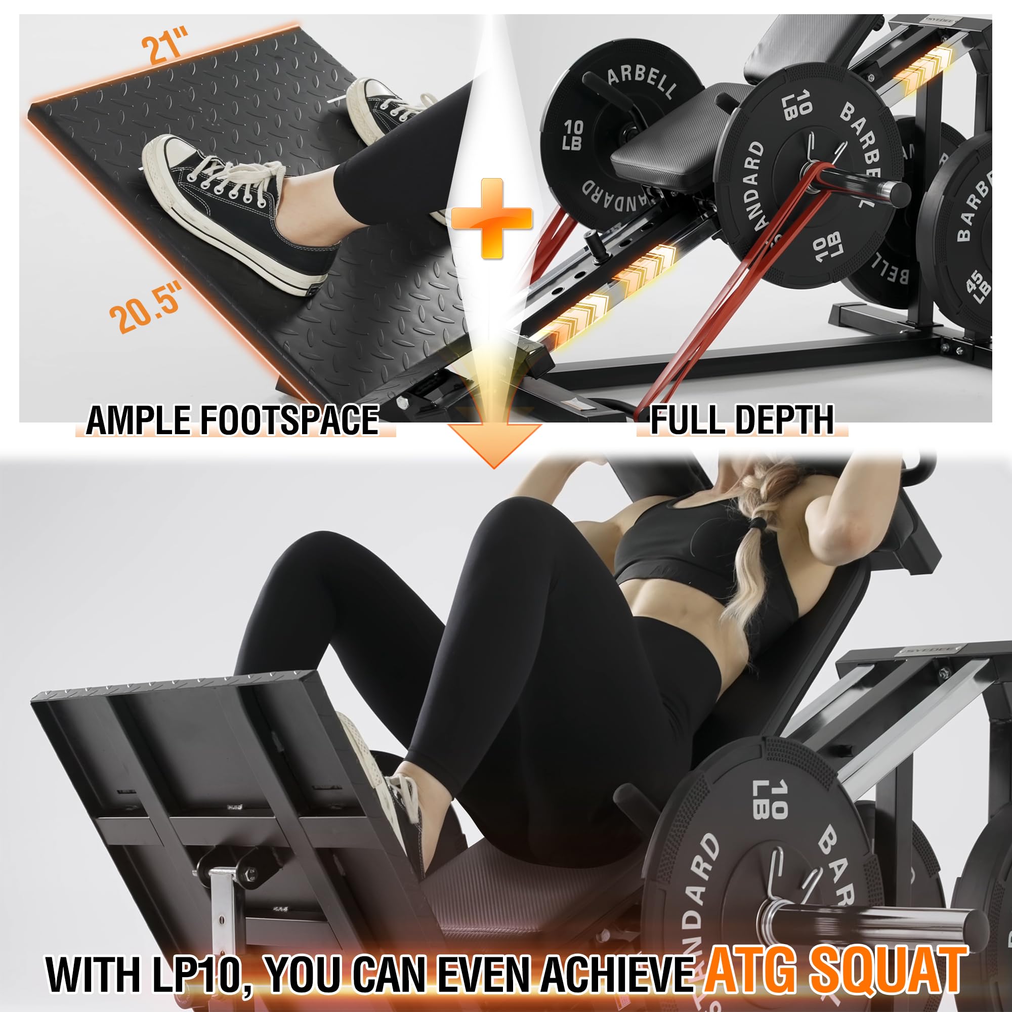 Mikolo Leg Press Hack Squat Machine, 30-Degree Compact Leg Press Machine for Home Gym, Hack Squat Machine with Removable Shoulder Pad, Lower Body Workout Equipment ( Combo Machine)