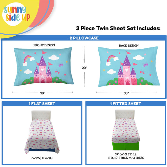 Sunny Side Up Minecraft Creeper & Animals Twin Sheet Set - 3 Piece Kids Bedding Set Includes Pillow Cover - Super Soft Microfiber Sheets