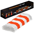 Retractable Barrier for Safety Traffic Cones - 2" OD - Large Yellow and Black Bar Barricade - for Road Construction, Parking, Warning, Temporary Security Divider (40, Orange & White, 72" x 120")