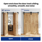 SMARTSTANDARD 5.3ft/64'' Bi-Folding Sliding Barn Door Hardware Kit, Bifold Barn Door Hardware Heavy Duty Sturdy Side Mounted for 4 Doors -Smoothly and Quietly-Easy to Install, Fit 60'' Door, No Doors