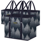 BALEINE 3Pk Reusable Grocery Bags, Foldable Shopping Bags for Groceries with Reinforced Bottom & Handles (Antique Foliage)