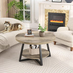 GreenForest Round Coffee Table with Storage, 30 inch Circle Center Tables for Living Room, Modern Sofa Table for Small Spaces, Home Office, Easy Assembly, Grey Wash