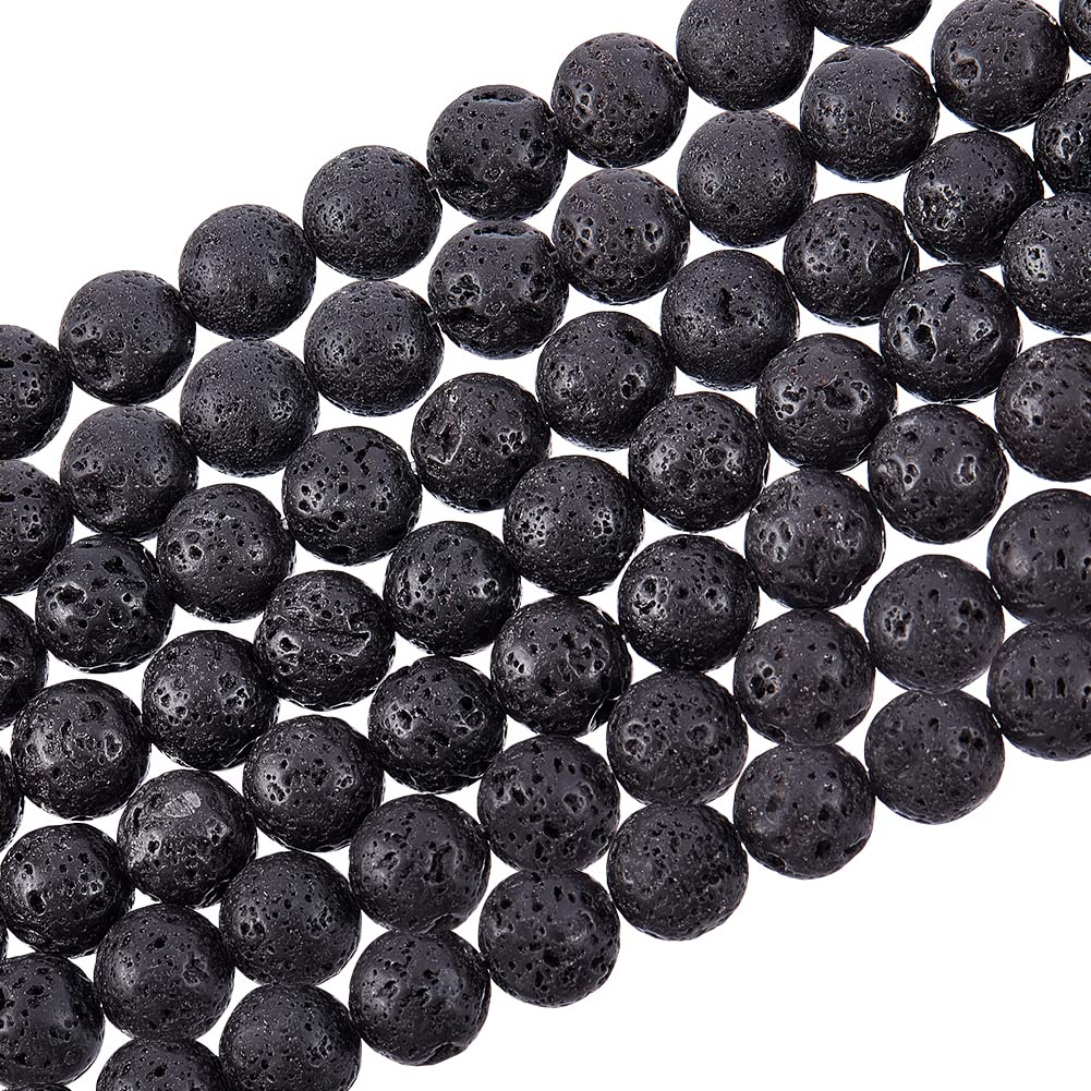 PH PandaHall 470pcs 8mm Lava Beads Natural Black Bead Black Lava Spacer Beads Oil Diffuser Bead Round Rock Stone Volcanic Rock Chakra Stone for Earrings Necklaces Bracelet Jewelry Making