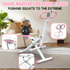 Squat Machine for Home, Row-N-Ride Squat Assist Trainer for Glutes Ab Back Legs Home Workout Machine with Adjustable Resistance for Full-Body Fitness Exercise(Pink)