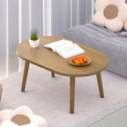 Small Coffee Table for Small Space, Low Table, Floor Table Desk for Sitting on The Floor, Japanese Coffee Table for Living Room, Tatami Tea Tables with Solid Wood Legs, Oval Coffee Tables, Brown