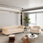 QHITTY 3 Piece Living Room Set, Sectional Chesterfield Sofa Chair Contemporary Upholstered Leather Loveseat Couch Sets for Living Room, Bedroom, Office