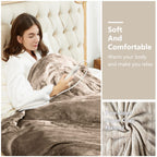 Manta Elétrica Tefici, Super Aconchegante e Macia, Flanela de 2 Camadas 50" x 60", Manta Aquecida com 3 Níveis de Aquecimento e Desligamento Automático em 4 Horas, Lavável na Máquina, Certificada ETL e FCC, Uso Residencial e Escritório, Cor Camelo