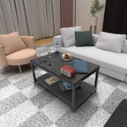 YSSOA Black 2-Tier Coffee Table with Shelf for Living Room and Office