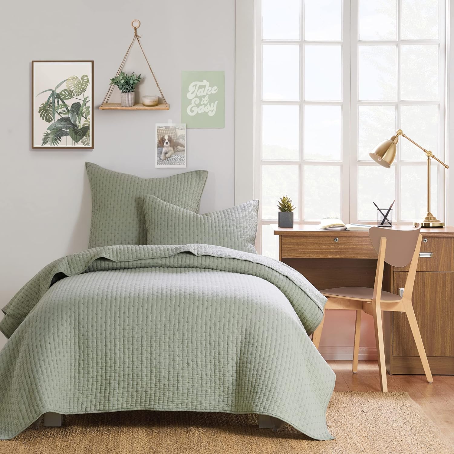 ست لحاف تاوپ دوخت ضربدری لووتکس هوم - لحاف کینگ/کال کینگ + دو روبالشی کینگ - طرح دوخت ضربدری - اندازه لحاف (106x92 اینچ) و اندازه روبالشی (36x20 اینچ) - قابل استفاده دو طرفه - پارچه پنبه‌ای