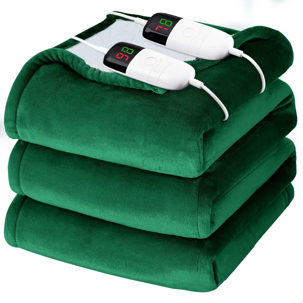 Heated Electric Blanket Queen Size - 84" x 90" Heating Blanket with Dual Control, 10 Levels & 8 Hours Auto Off, Soft Warm Flannel Gift with Over-Heat Protection, ETL & FCC Certified