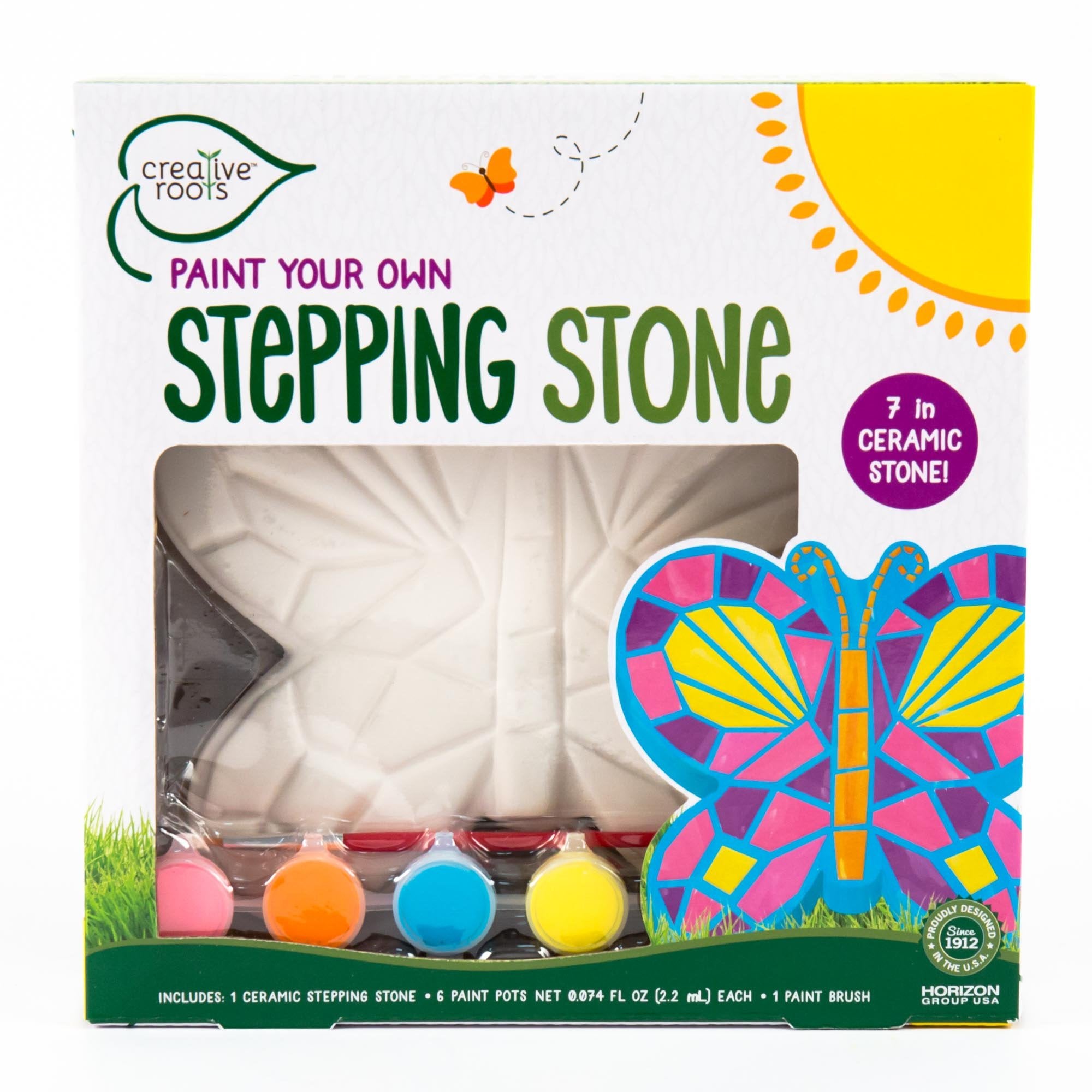 Creative Roots Paint Your Own #1 Dad Stepping Stone, Paintable Ceramic 7 in. Stone, Includes 6 Acrylic Paints & Paintbrush, Great Arts and Crafts for Kids Ages 8-12, Father's Day Gift
