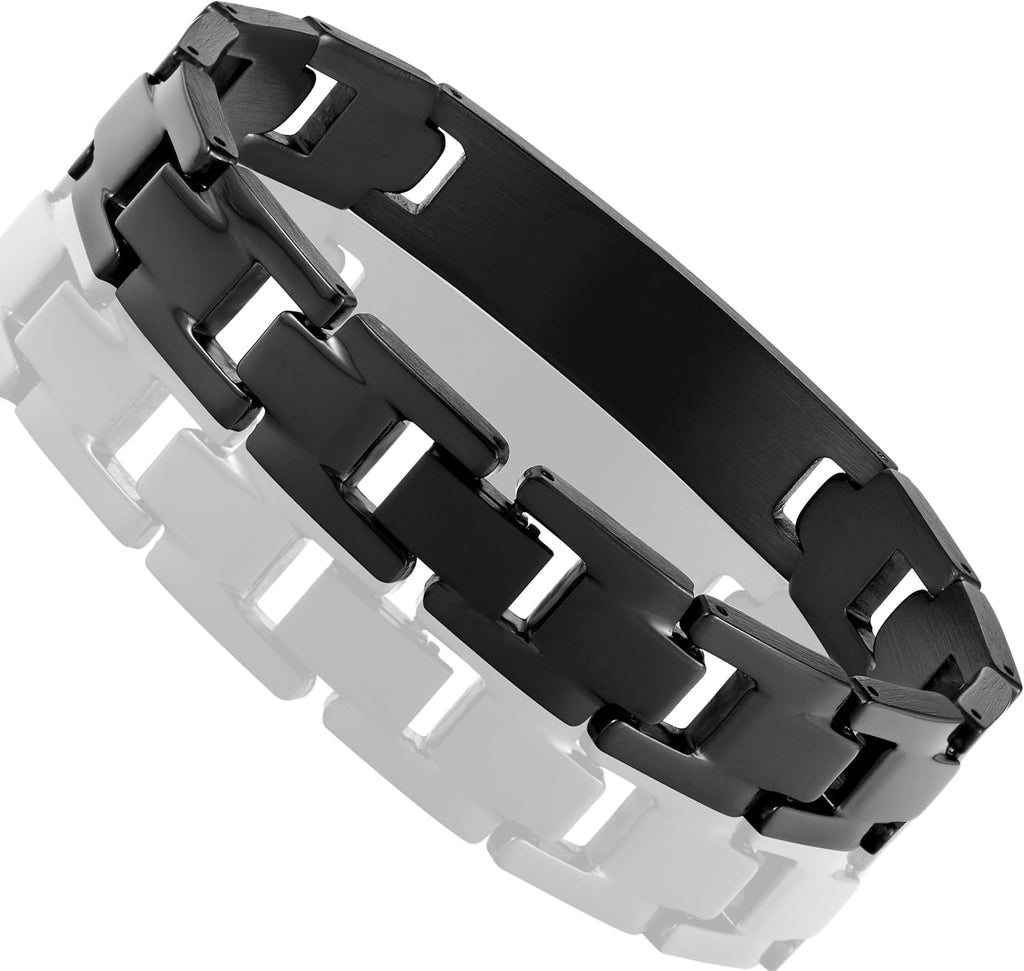 Urban Jewelry Lords Prayer Cross - 316L Stainless Steel Link Bangle Bracelet for Men