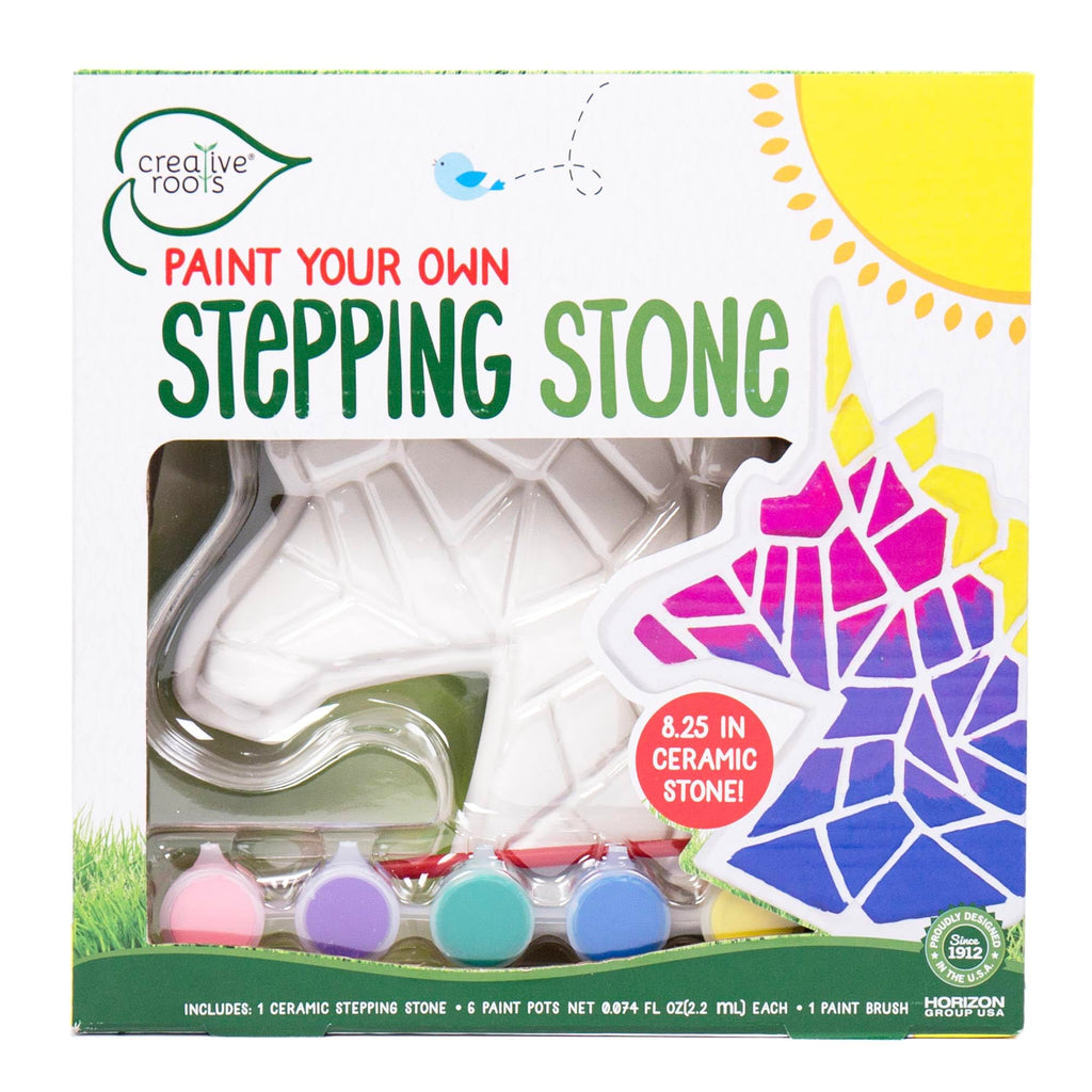 Creative Roots Paint Your Own #1 Dad Stepping Stone, Paintable Ceramic 7 in. Stone, Includes 6 Acrylic Paints & Paintbrush, Great Arts and Crafts for Kids Ages 8-12, Father's Day Gift