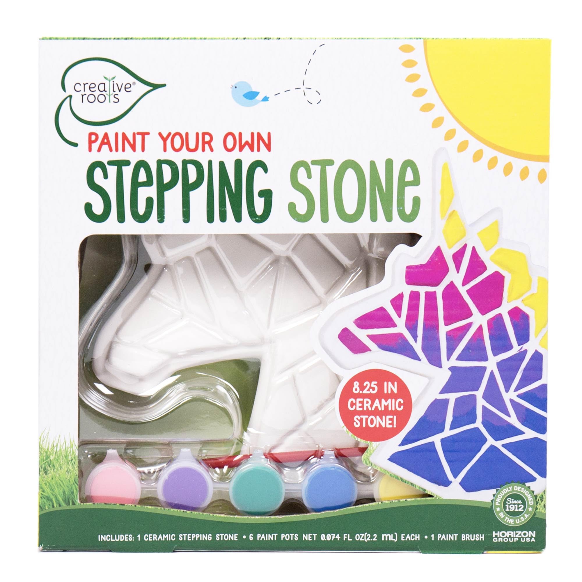 Creative Roots Paint Your Own #1 Dad Stepping Stone, Paintable Ceramic 7 in. Stone, Includes 6 Acrylic Paints & Paintbrush, Great Arts and Crafts for Kids Ages 8-12, Father's Day Gift