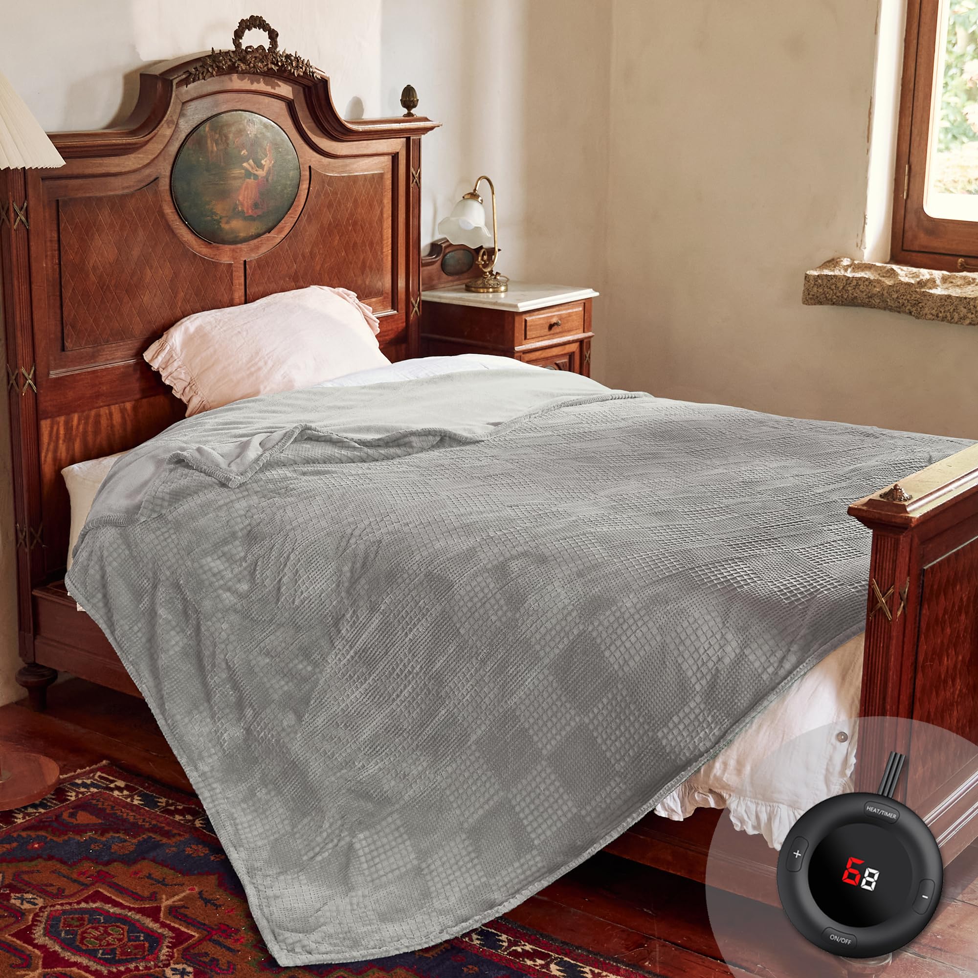 Verwarmd deken elektrisch deken plaid 50''X60'' - verwarmingsdeken met 6 warmtestanden - 2-10 uur automatische uitschakeling, ETL gecertificeerd, wasmachinebestendig (zwart)