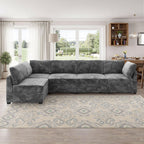 Modular Sectional Sofa,5 Pieces Sectional Couches for Living Room,L Shaped Cloud Couch Chaise Set, Black