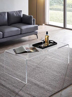 Acrylic Thick Coffee Table for Living Room. 34" Modern Minimalist Rectangular and Clear End Table.Easy to Clean and Safe Rounded Edges (16.9" D x 34.6" W x 14.6" H)