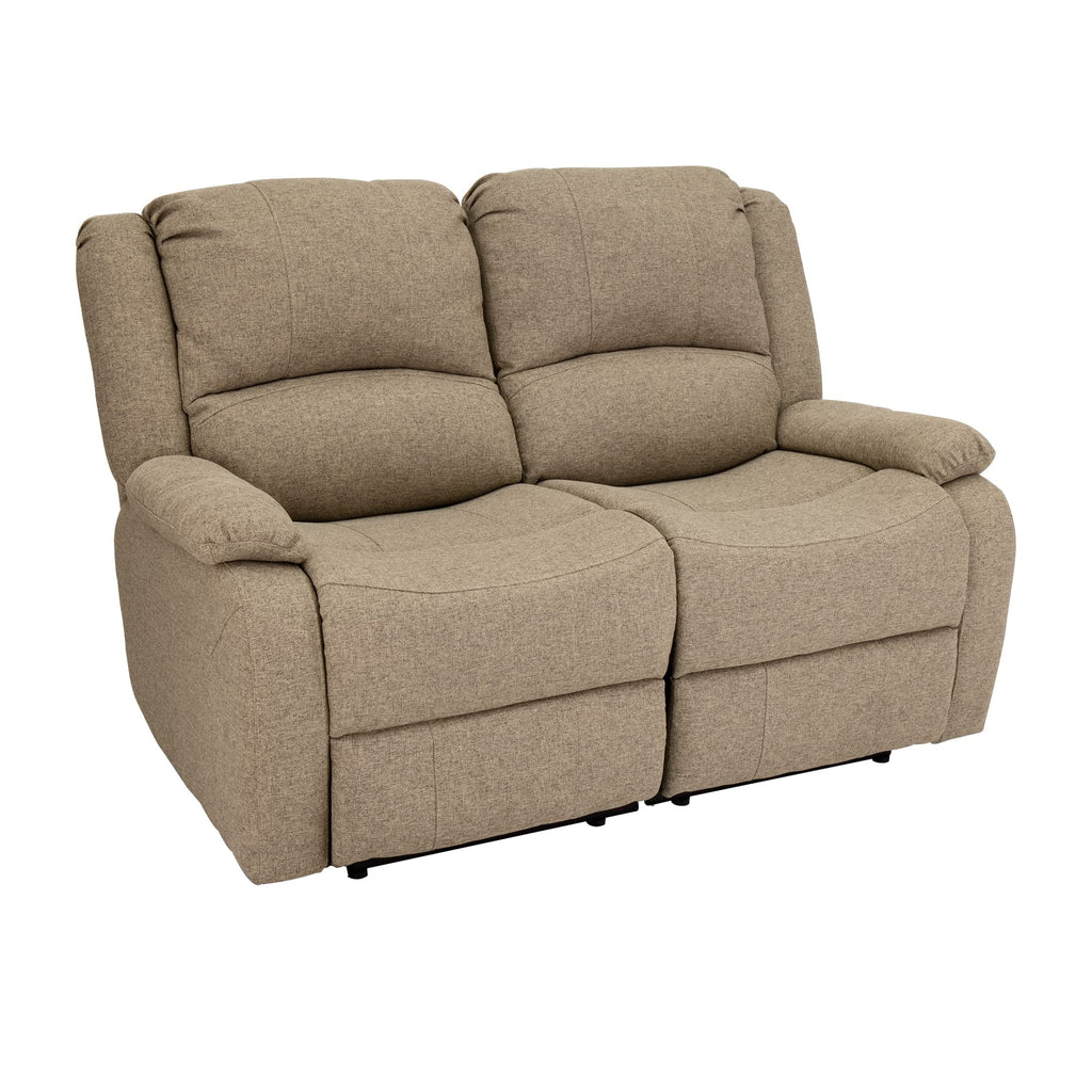 RecPro Charles 67" Double Recliner RV Sofa with Console and Cupholders | Zero Wall Loveseat for Camper | Wall Hugger Couch | Fifth Wheel Theater Seating | Replacement RV Furniture | Oatmeal Cloth